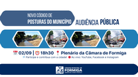 Câmara de Formiga promove Audiência Pública sobre o novo Código de Posturas