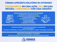 Câmara Municipal de Formiga apresenta Relatório de Atividades de 2024 - Publicado em: 20 de dezembro de 2024
