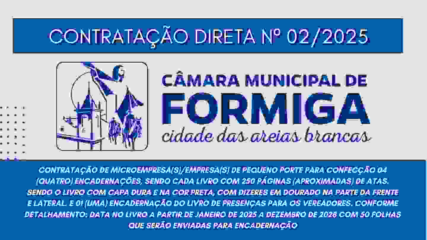 CONTRATAÇÃO DIRETA Nº 02/2025 - Publicado em: 6 de fevereiro de 2025