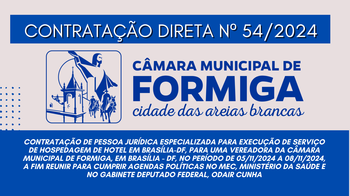 CONTRATAÇÃO DIRETA Nº 54/2024 – Publicado em: 17 de outubro de 2024 CONTRATAÇÃO DIRETA Nº 54/2024 – Publicado em: 17 de outubro de 2024