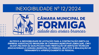 INEXIGIBILIDADE DE LICITAÇÃO Nº 12/2024 – Publicado em: 17 de outubro de 2024