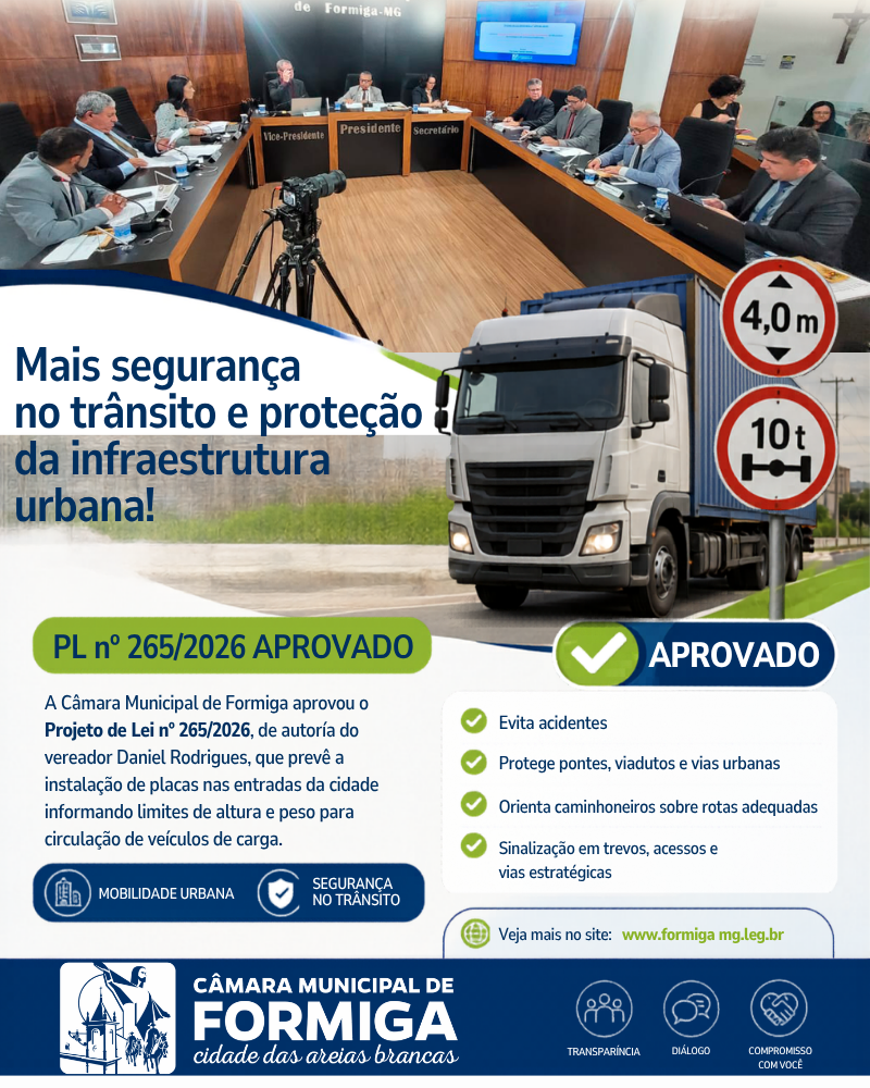 Placas nas entradas de Formiga vão orientar veículos de carga e reforçar segurança no trânsito
