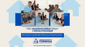 Vereadores Eleitos de Primeiro Mandato Visitam Câmara Municipal - Publicado em: 11 de outubro de 2024 Vereadores Eleitos de Primeiro Mandato Visitam Câmara Municipal - Publicado em: 11 de outubro de 2024
